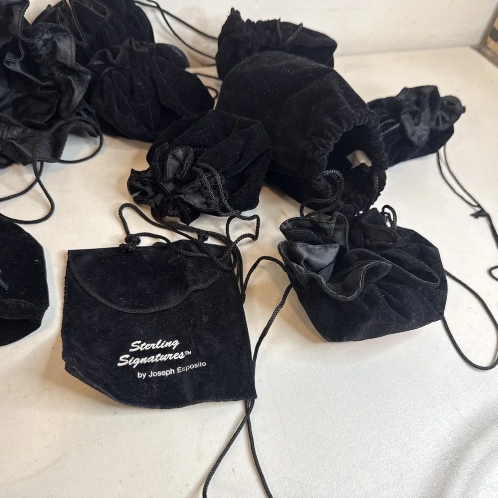 25 Vintage Jewelry Pouches Bulk Drawstring Bags Velvet Flannel Gift Storage Lot